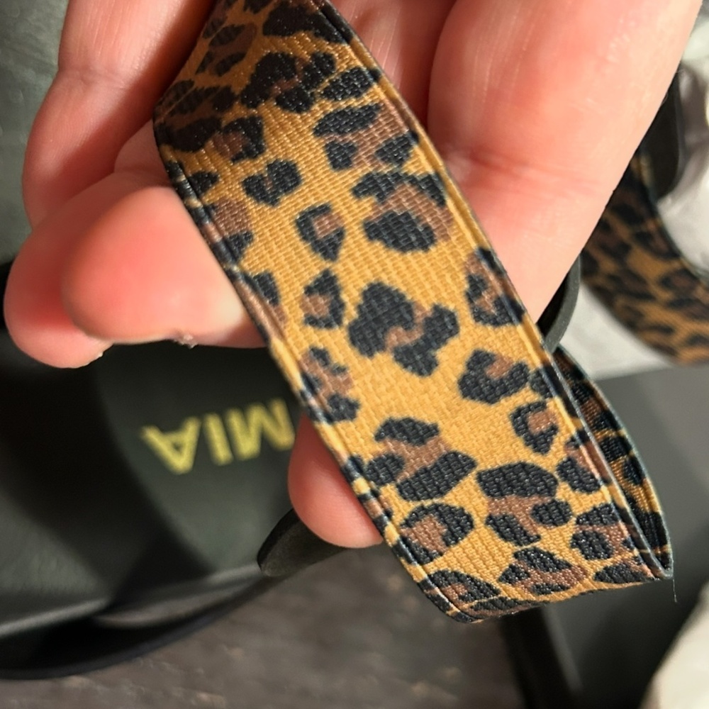 Mia Lydia Leopard Print Ankle Strap Sandals Shoes Black/Brown Womans Size 10M - Picture 11 of 16